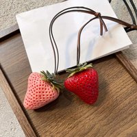 Elegant Waterproof Strawberry Key Ring 3D Design Handmade Bag Charm Resin Fruit Pendant Daily Use