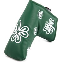 Green PU Leather Shamrock Embroidery Golf Club Magnetic Closure Blade Mallet Putter Covers