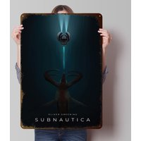 Subnautica Leviathan and Escape Pod Poster Customized Wall Art Vintage Metal Signs Retro Tin Plaque for Man Cave Decoration Home