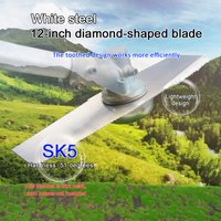 12-Inch White Diamond-Shaped Brush Cutter Blade with Teeth, Includes 2 Accessories, Mounting Holes 1 Inch/2.54 Cm, Easy to Install, Double-Sided Use, Toothed Design for More Efficient Work, Hardened