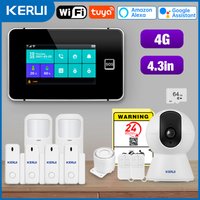 KERUI Wireless Home Alarm System, 4G Burglar Alarm System with Tuya Smart Remote Control, 4.3 inch Display, Voice Prompt G64B