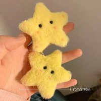 Cute Blush Plush Yellow Star Hair Clip Duckbill Clip Sweet Girl Hair Pin Bangs Side Clip Woman Headwear Barrette