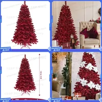Sapin de Noël artificiel rouge de 180 cm (6 pieds) avec décorations de Noël, décoration festive pour la maison, Abrol De Natale, décoration intérieure pour fêtes, rouge
