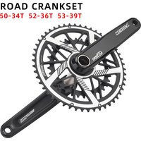 MEROCA Road Bike Crankset 9/10/11 Speed Direct-Mounted Double Crankset 50t-34t/52t-36t/53t-39t Aluminum Alloy Road Crank 170mm