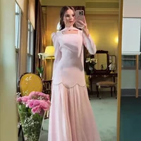 New French-style spring dress, a ladylike figure-hugging dress with long sleeves, hand-set diamonds and decorative woven straps.