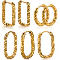 6pcs Stainless Steel Rectangular Textured Earrings Earring Hooks Fittings 18K PVD Gold Plated DIY Jewellery Parts Earrings