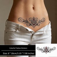Tattoo Sticker Temporary Tattoo Black Spiral Line Waterproof Long Lasting Symmetrical Sexy Pattern Couple Fake Tattoo for Women