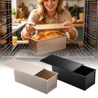 Loaf Pan with Lid Corrugated Carbon Steel Non-Stick Bakeware Sandwich Bread Pans with Lid for Home Kitchen Restaurant Bakery