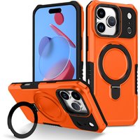 Luxury Anti-slip Frame Armor Magnetic Stand Phone Case For iPhone 17 Pro Max Plus Double Layer Protection Shockproof Back Cover