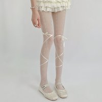 Kave Summer Vintage White Stockings Lolita Style Floral Printe Super Thin Thigh-High Pantyhose with Strap Cute Female Tight