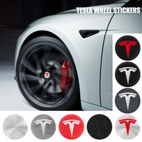 4pcs 56mm Car Wheel Center Hub Cap Badge Emblem Stickers Valve Cap For Tesla Model 3 Model Y Model S X Model X Highland P100D