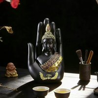 1 Pc Creative Palm Buddha Ornament Zen Home Buddha Statue Shakyamuni Buddha Head Decoration Resin Crafts Gift for Family
