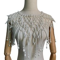 Wedding Pearl Shawl with Hollow Tassel Shoulder Chain Middle East Clothing Handmade Weaving Bridal Accessory