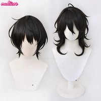 High Quality Game ES Sakuma Rei Sakuma Ritsu Cosplay Wig 30cm 45cm Black Heat Resistant Synthetic Hair Halloween Anime Wigs