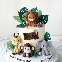 Forest Wild Animal Cake Topper Giraffe Elephant Monkey Lion Cake Doll Gift Ornaments Safari Jungle Birthday Party Cake Kid Favor