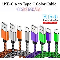 1m 2m 3m USB to Type C Cable Date Sync 2.4A Fast Charging Nylon Braided Wire Type C Mobile Phone Charger Cable For Huawei Xiaomi