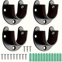 Black U-shaped wardrobe rod bracket, used for wardrobe rod sockets, wardrobe rod end supports, curtain rod brackets
