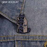 Cartoon Anime Raccoon Brooch Enamel Pins Punk Black Witchcraft Raccoon Brooches Backpack Lapel Badges Jewelry Accessories Gift