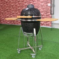 Auplex 18-Inch Ceramic & Stainless Steel Kamado Joe BBQ Grill Outdoor Smoker with Adjustable Height for 5-Person Kitchen Use