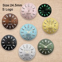 High Quality 24.5mm S Logo Sunray Dial Fit NH05 Japan Movement Green Luminous Watch Modification Accessory