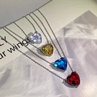 Luxury Female Clavicle Chain 925 Sterling silver Heart Zircon Choker Statement Pendant Necklace For Women Girls Love Collares