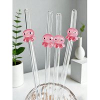 1/2/5PCS Octopus Shaped Reusable Glass Straws Set, Transparent Bendable Straws forCocktails, Perfect Gift for Holidays