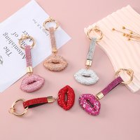 Full Crystal Clay Lip Keychain - Elegant Car, Bag, Purse Charm Ornament Gift