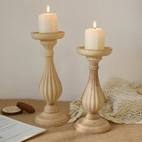 Greek Decor Roman Column Candlestick Holder Vintage Wood Candle Stand Rustic Wedding Decoration - Mini Candlestick Pedestal