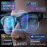 2026AI Smart Travel Glasses Men 1080P HD Camera ChatGPT 800W Pixel Camera 32GB 150+Translation Music Video Audio Sunglasse Women
