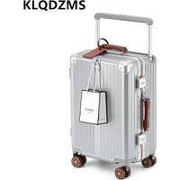 KLQDZMS Carry-on Travel Luggage 20"24"28 Inch Aluminum Frame Large Capacity Trolley Case PC Boarding Box Multi-function Suitcase