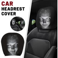Universal Car Headrest Cover 2Pcs Skull Print Elastic Seat Headrest Protector Washable Funny Halloween Auto Accessory