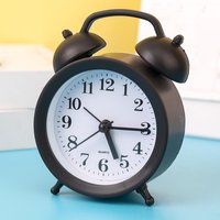 Small Analog Clock Silent Retro Home Decor Machine Battery Operated Alarm Clock for Nightstand Workplace Dorm Kitchen Counter