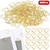 100Pcs Cute Metal Heart Paper Clips Love Shape Binder Paperclips Mini Bookmark Document Note Sorting Organizer Office Supplies