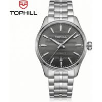 TOPHILL Automatic Watch Business For Men 40mm Butterfly Clasp C3 Luminous Reloj 6H Date Window Transparent Case Back TW101G