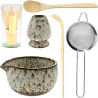 6pcs/Set Japanese Matcha Tea Set include Bamboo Whisk Teaspoon Tea Sets Matcha Bowl Matcha Whisk Holder Tea-making Tools