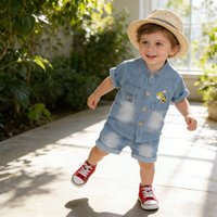 Summer New Boys Denim Short Sleeve Set