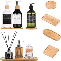 1/2/4PCS Simple Bamboo Wooden Bottle Tray Bathroom Shampoo Shower Gel Organizer Oval Rectangular Jewelry Storage Tray