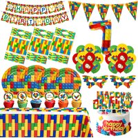 Building Blocks Birthday Party Decoration Party Supplies Tableware Cup Plate Napkin Kid Birthday Event Balloon Banner Backdrop