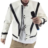 Cosplay Michael Jackson Costumes Jacket Thriller Night White Leather Outwear Halloween