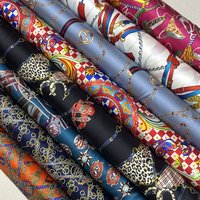 Classical Summer Chain Print Natural Silk Fabric - Stretch Satin for /Dresses/Blouses (19 Momme, 108cm Wide, Skin-Friendly