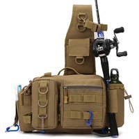 Fishing Tackle Backpack Fishing Fanny Pack Crossbody Bag Fishing Tackle Box Organizer with Rod & Gear Holder, Ideal for Fishing
