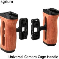 sgrium Universal Camera Cage Left /Right Side Wooden Handle with 1/4'' Holes Cold Shoe For Sony Cage Auxiliary video shooting