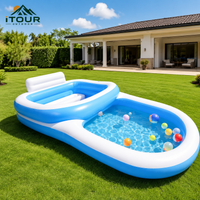 Inflatable Family Swimming Pool, Outdoor PVC Kids Pool, 120x100x30cm, Backyard Summer Water Play, Durable and Easy Setup