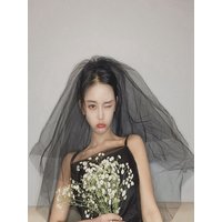 New Arrival Black Short Bridal veils Two layers Soft Tulle Cheap Wedding veil Velo de novias Wedding accessories