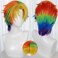 Women Men Rainbow Dash Pony Friends Cosplay Wig Colorful Wig Cartoon Anime Cosplay Costume Halloween Party Role-Play Wig
