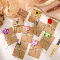 10pcs Creative Vintage Cowhide Handmade Dried Flower Greeting Card for Teacher'S Day Blessing Flower Card Festival Birthday Gift