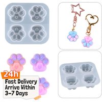 Small Cat Paw Keychain Molds Paw Print Epoxy Resin Casting Mold Cute Casting Mold for DIY Jewelry Keychain Pendants