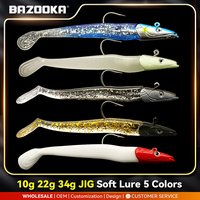 Bazooka Black Fishing Minnow Soft Lure Sinking T Tail Lead Hook Jigging Silicone JIG Wobbler Swimbait VIB Bass Pike Winter Baits