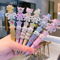 Anime Sanrio Hello Kitty Melody Diamond Gel Pen Kuromi Cinnamoroll Student Stationery Fluent Ball Pen Learning Supplies Gifts