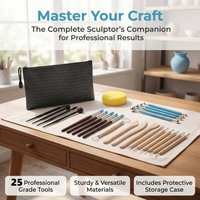 25Pcs Clay Sculpting Tools Set with Fabric Bag, Pottery Carving & Modeling Kit for Ceramic, DIY Art Supplies